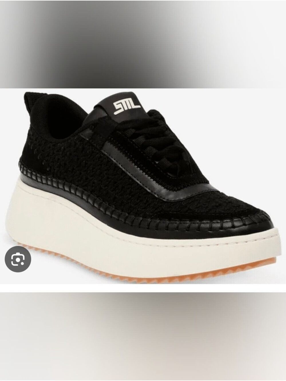 Steve Madden Doubletake Platform Lace-Up Sneaker in Black and White
